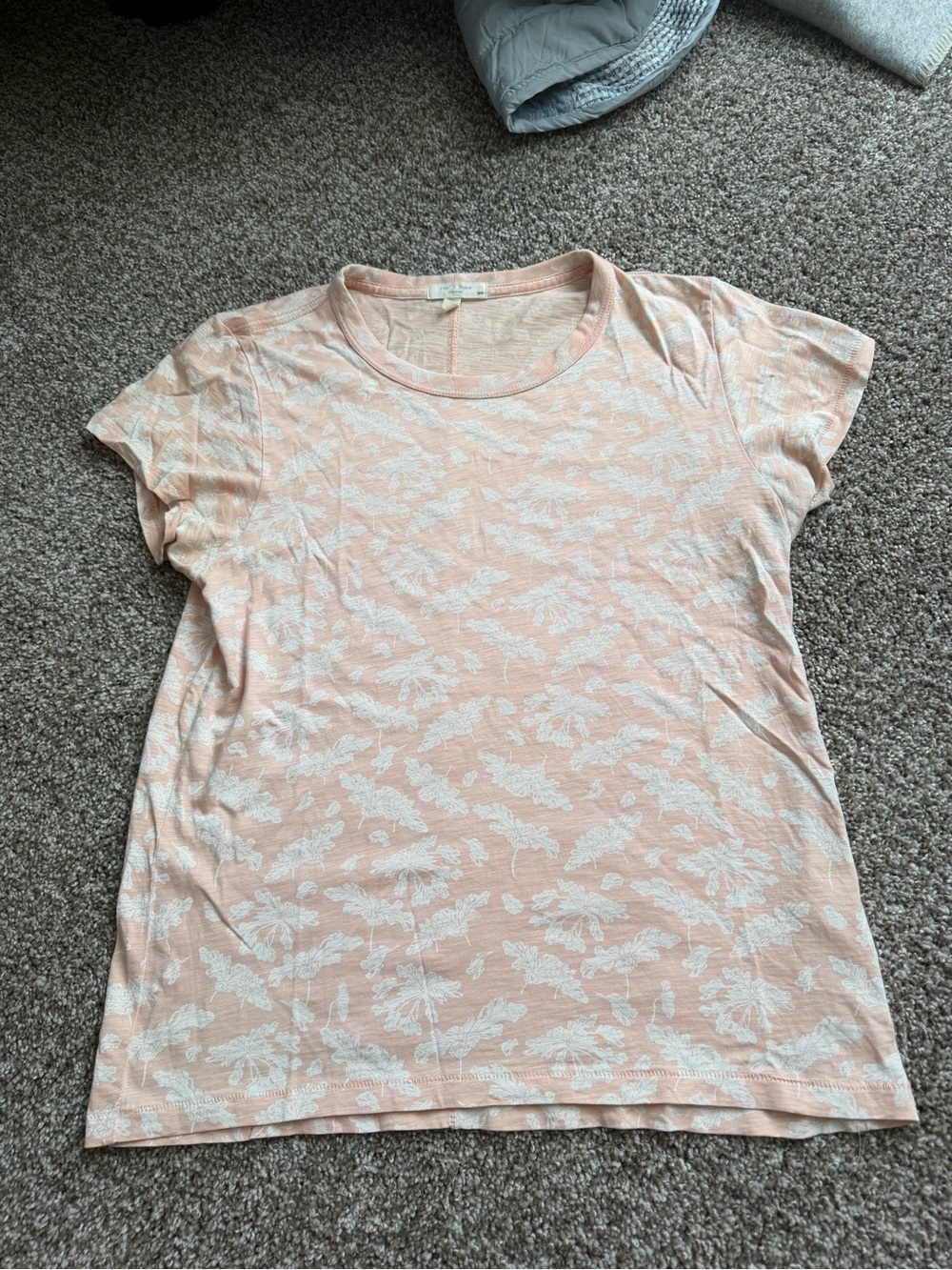 Rag & Bone Women's Short Sleeve Pink Leaf Print Tee